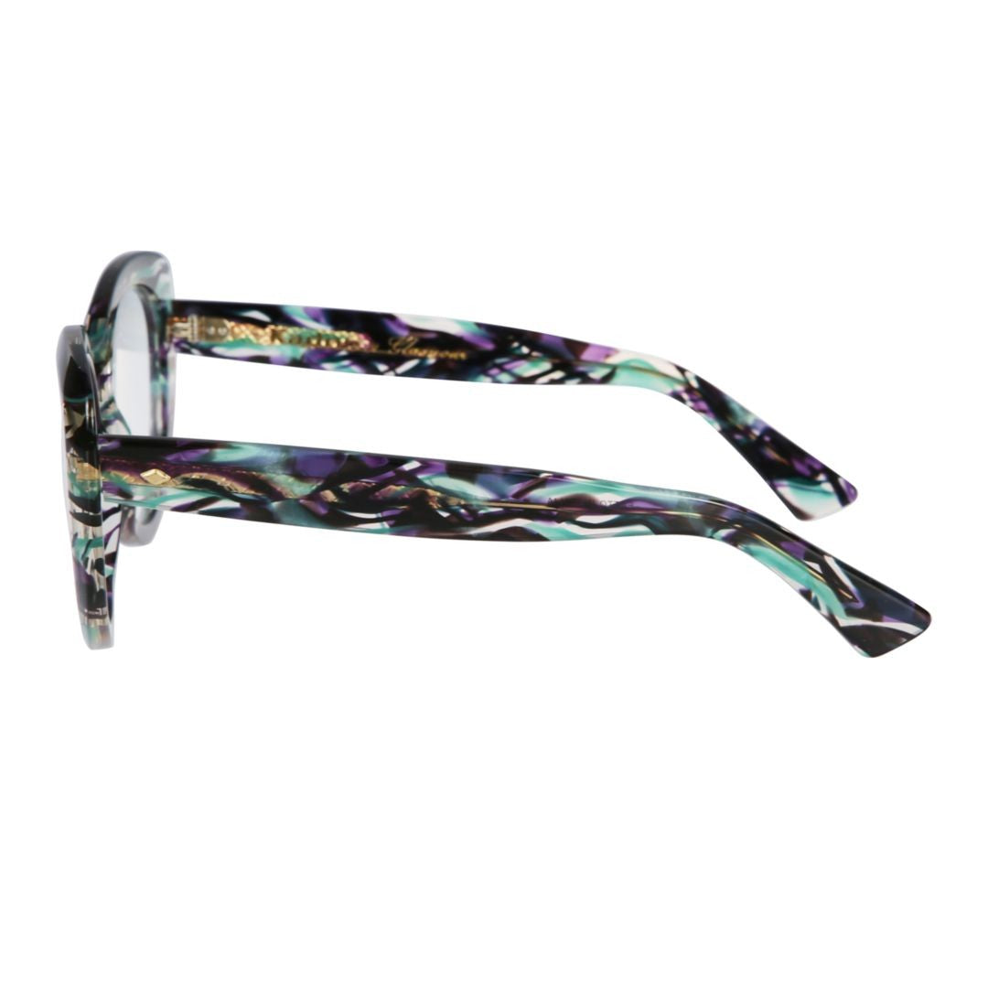 Kador Sophia Glamour Bold Rounded Frame Sunglasses With Marbled Design