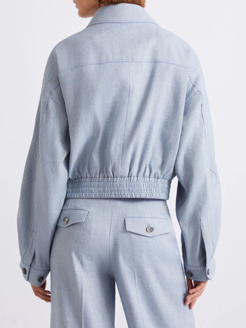 Marella Blue Mllvirgola Cropped Studded Studded Jacket