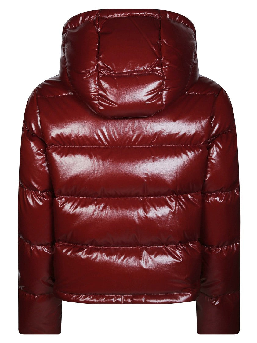 Moncler Niveole Cropped Glossy Red Down Jacket