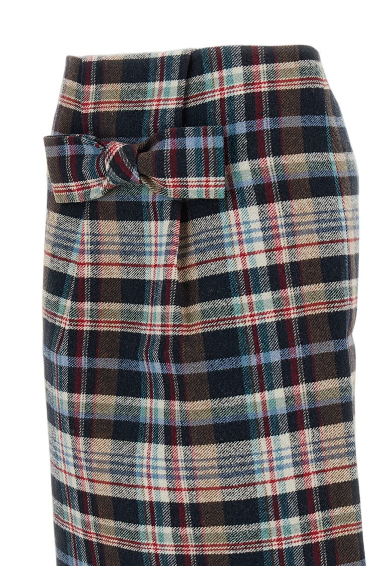 Shushu/Tong Plaid Bow Accent High-Rise Pencil Skirt