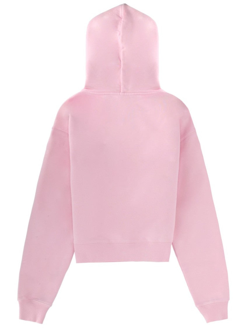 Jacquemus Pink Grosgrain Cropped Cotton Hoodie