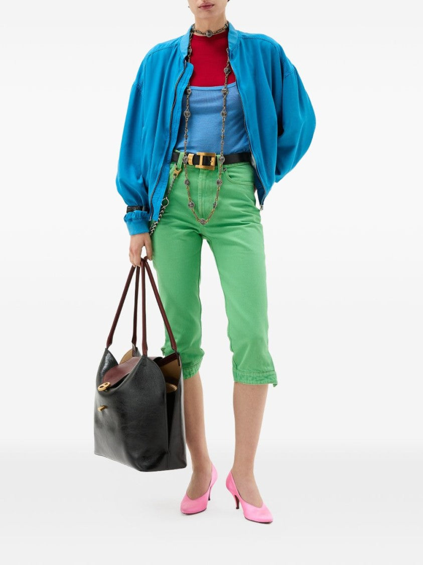 Versace Vibrant Blue Silk And Nylon Bomber Jacket