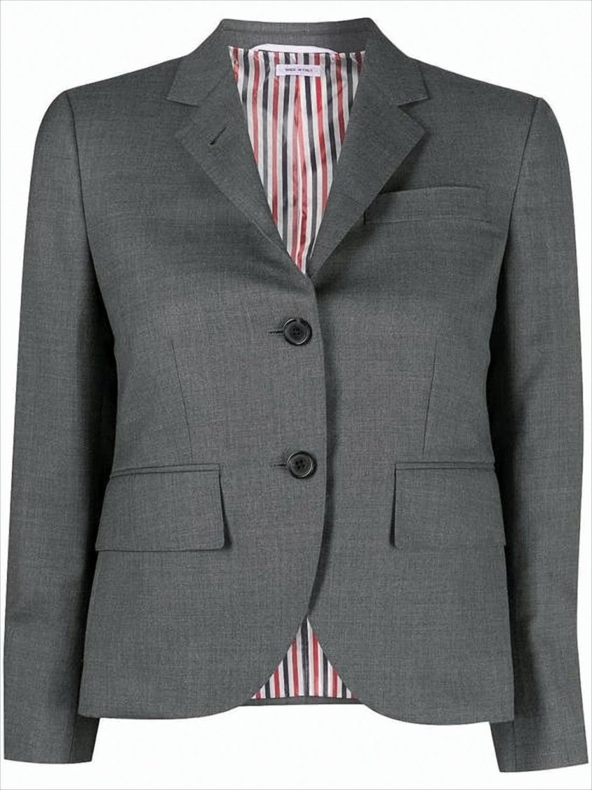 Thom Browne Tailored Grey Wool Blazer With Notched Lapel