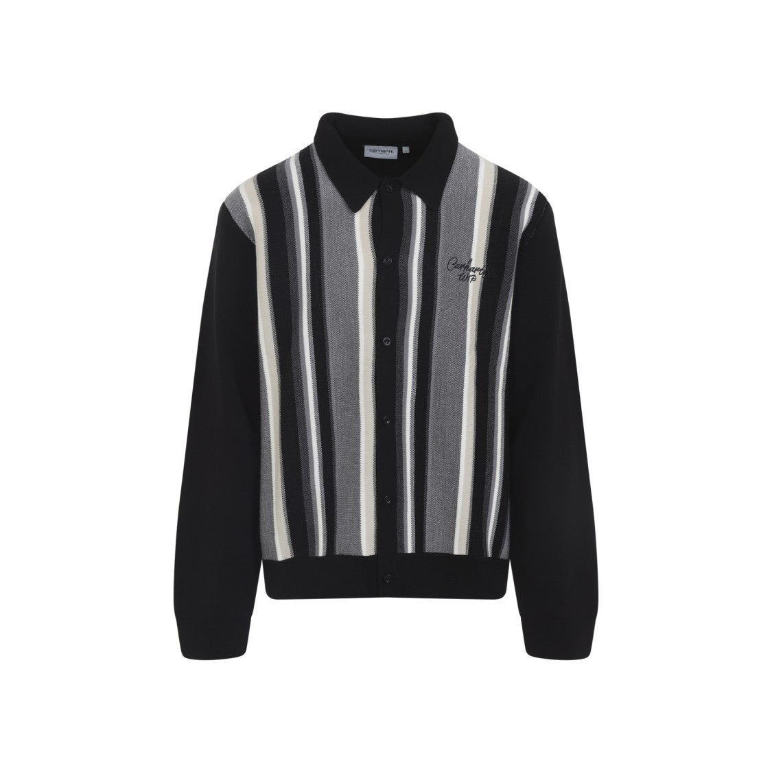 Carhartt Wip Graphite Grey Cardigan With Pointed Collar