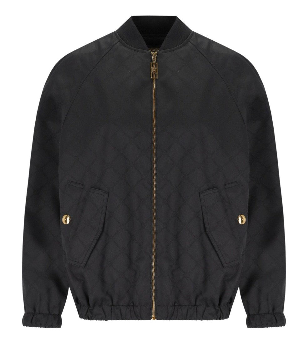Elisabetta Franchi Black Jacquard Bomber Jacket