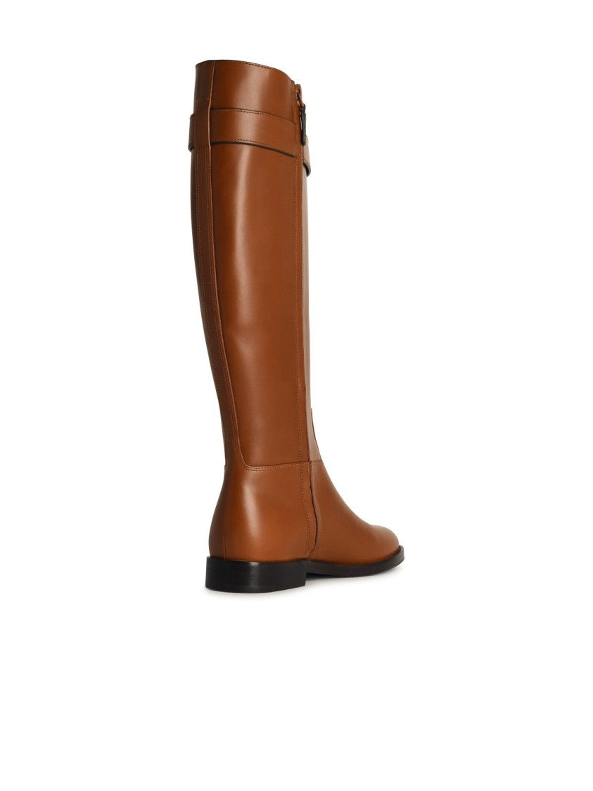 Tory Burch Lock Ridin' Brown Leather Boots