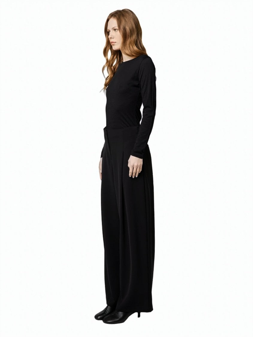 Alpha Studio High-Waisted Pleated Cadì Wide-Leg Pants