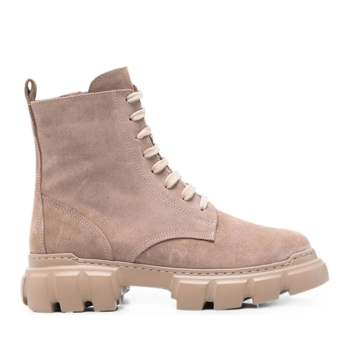 Sergio Moretti Beige Suede Lace-Up Ridged Sole Boots