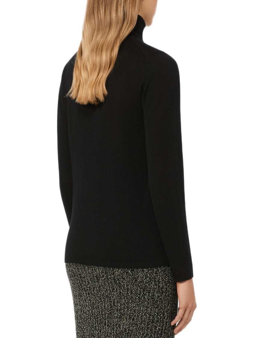 Max Mara Lightweight Black Turtleneck Sweater With High Neckline