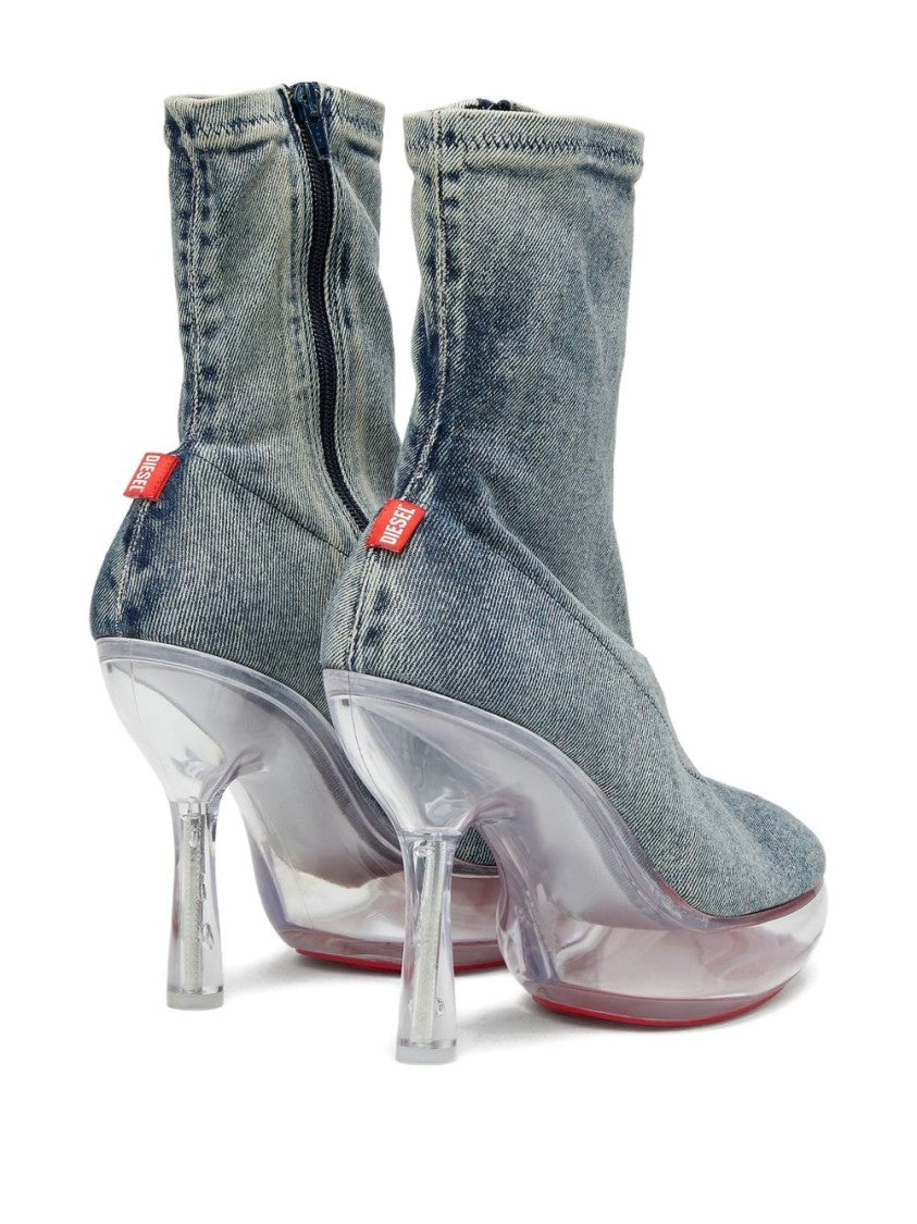 Diesel Ankle Boots In Blue Denim