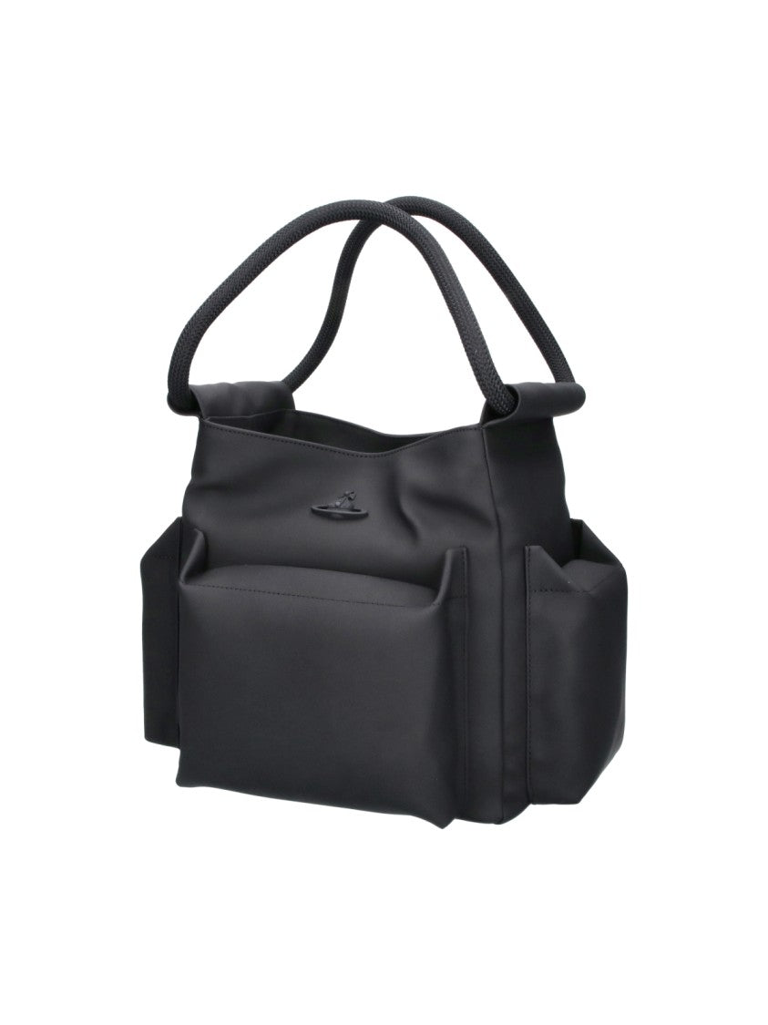 Vivienne Westwood Black Alton Structured Fabric Orb Logo Tote Bag