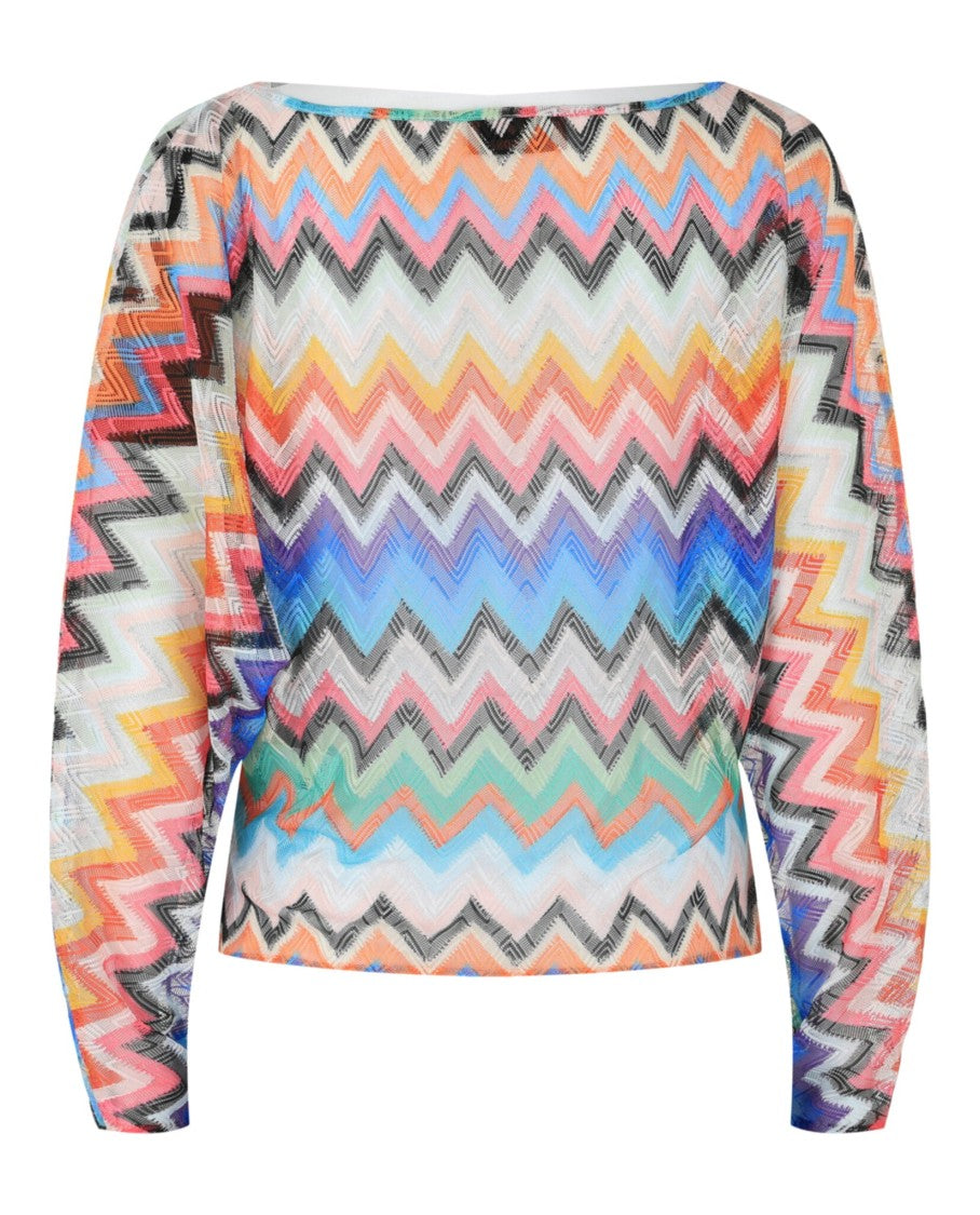 M Missoni Sheer Zigzag Print Top
