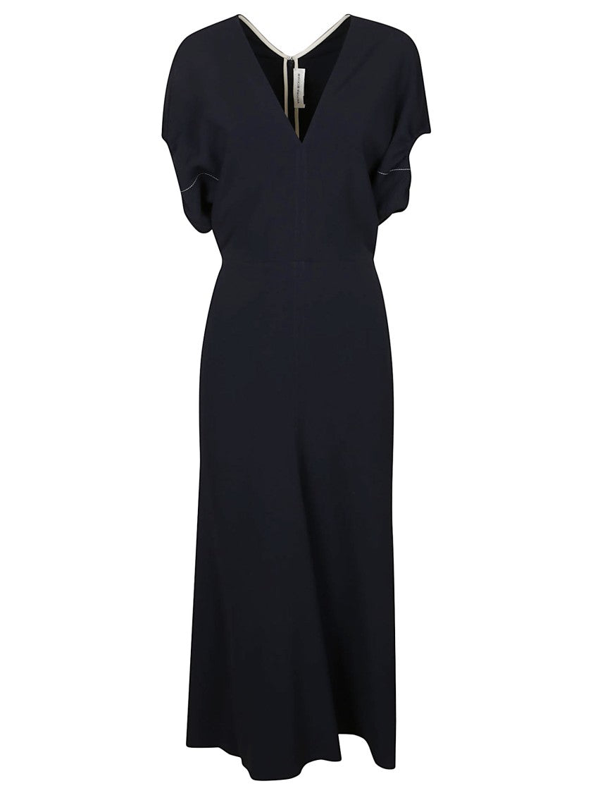 Victoria Beckham Blouson Detail Midi Dress