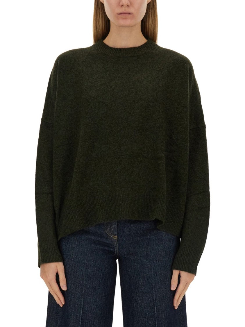 Aspesi Relaxed Fit Green Wool Jersey Sweater
