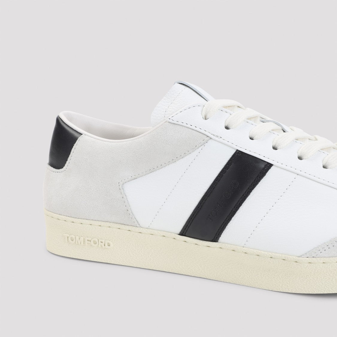 Tom Ford Blake White Grained Leather Sneakers
