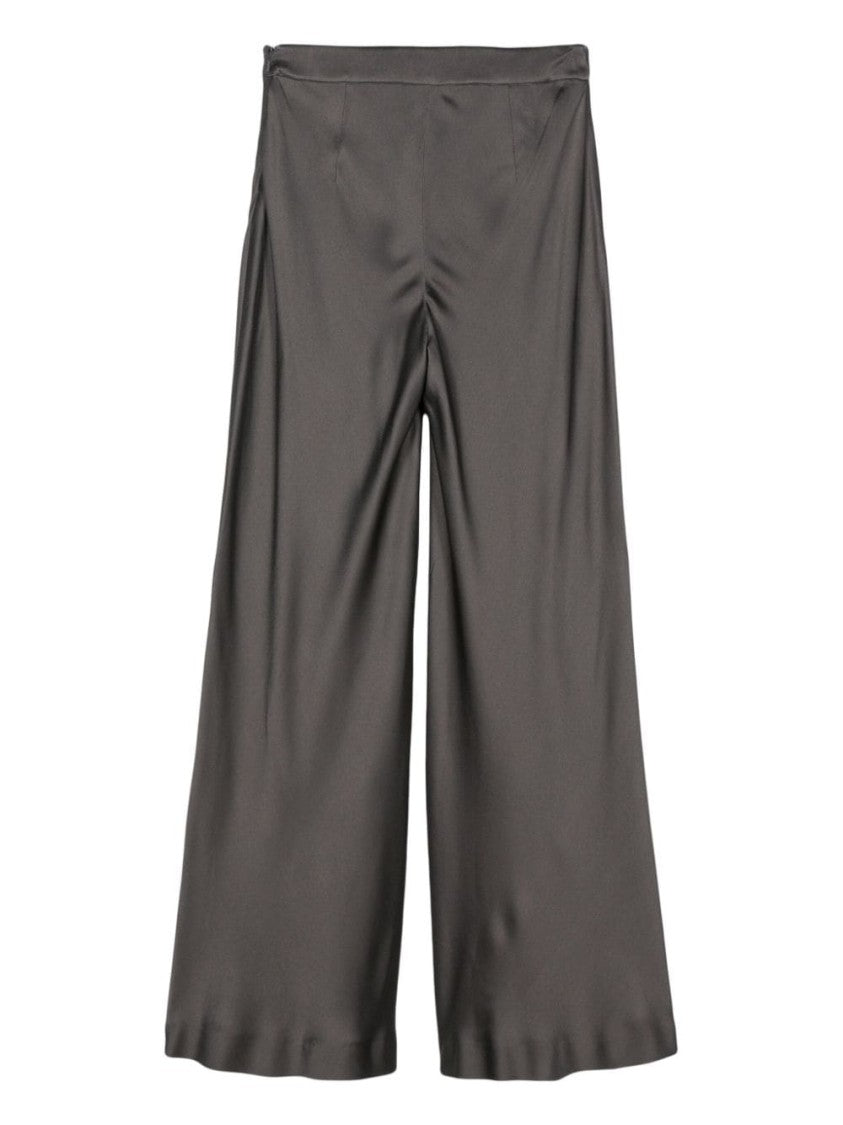 Alberta Ferretti Grey Wide-Leg Satin Trousers