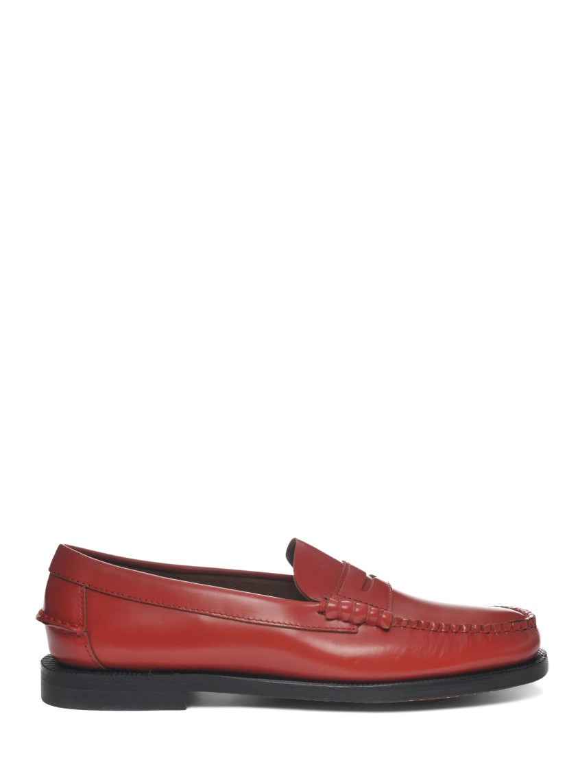 Sebago Classic Red Leather Slip-On Flat Shoes