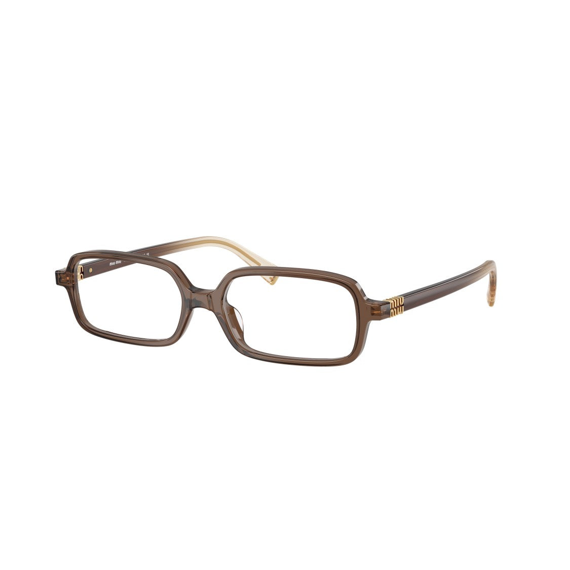 Miu Miu 0Mu 01Yv Translucent Brown Acetate Rectangular Eyeglasses