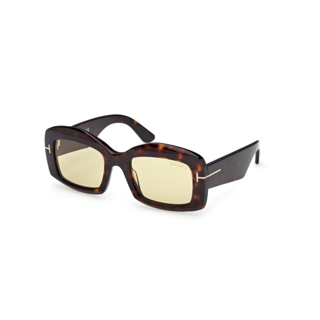 Tom Ford Ft1218 Oversized Square Sunglasses With Glossy Black Acetate Frame