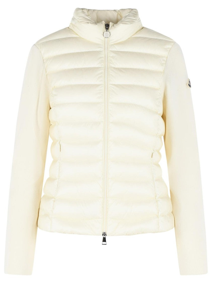 Moncler Padded Virgin Wool Cardigan With Ivory White Zip