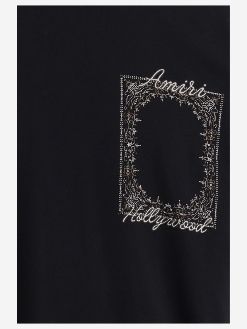 Amiri Black Contrast Logo Print Cotton T-Shirt