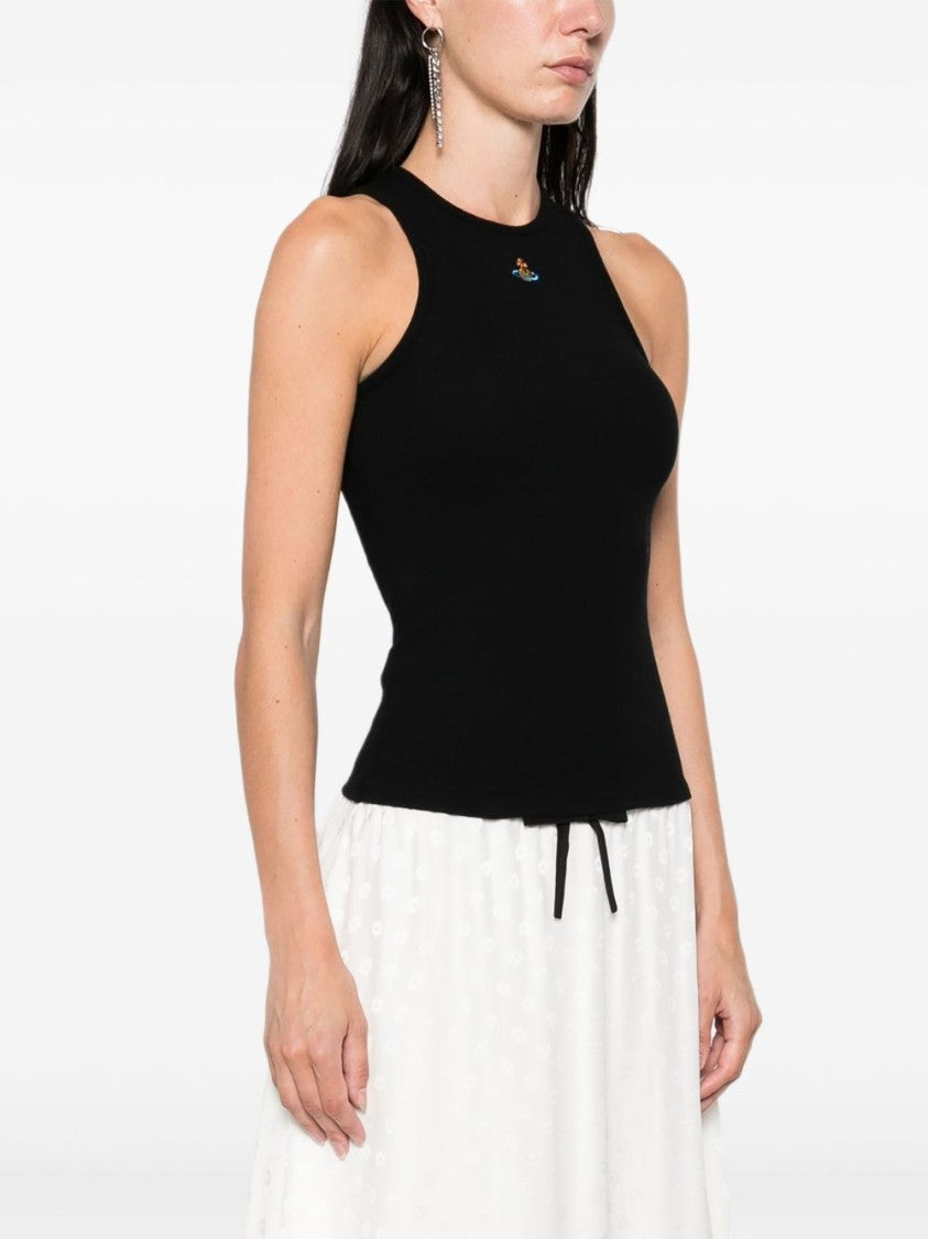 Vivienne Westwood Black Ribbed Sleeveless Orb Top