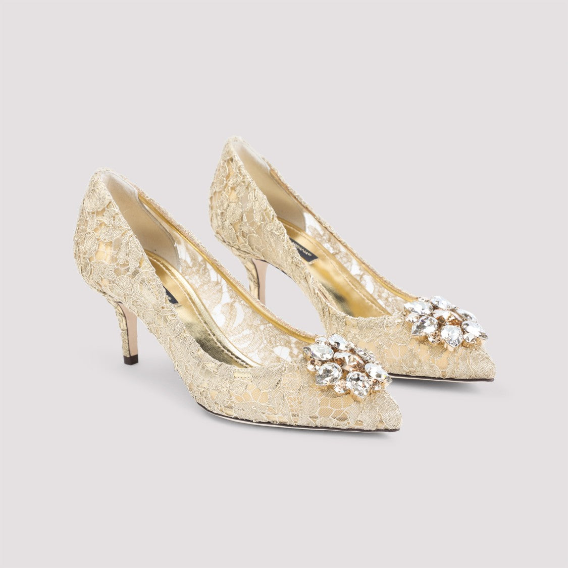 Dolce & Gabbana Lace-Overlay Pumps With Pointed Toe