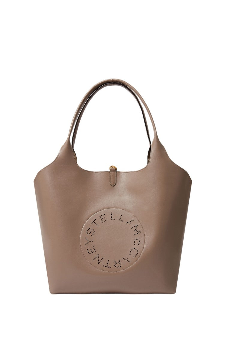 Stella Mccartney Brown Logo Reversible Vegan Leather Tote Bag