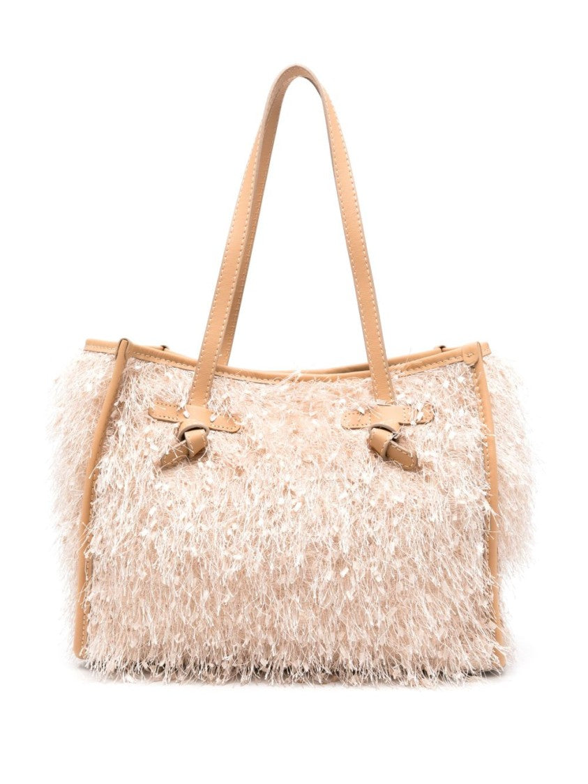Gianni Chiarini Textured Pink Shopper Bag With Fluffy Exterior
