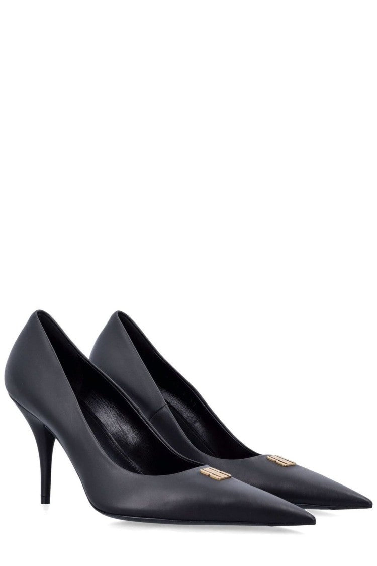 Balenciaga High Heel Black Pumps With Pointed Toe Design