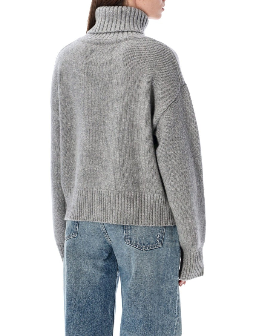 Extreme Cashmere Crop Xtra High Neck Ribbed Turtleneck Sweater
