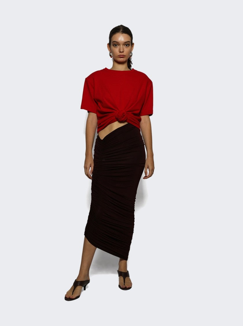 Magda Butrym Asymmetrical Midi Skirt Bordeaux