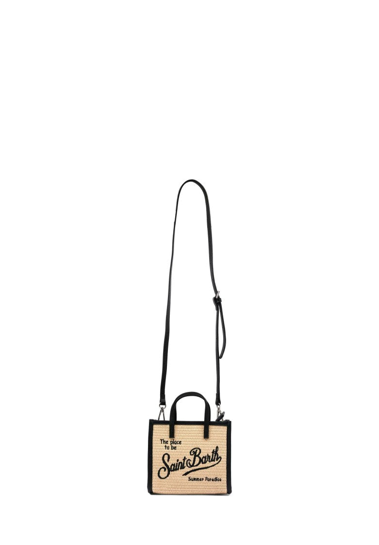 Mc2 Saint Barth Black Straw Vivian Shoulder Bag