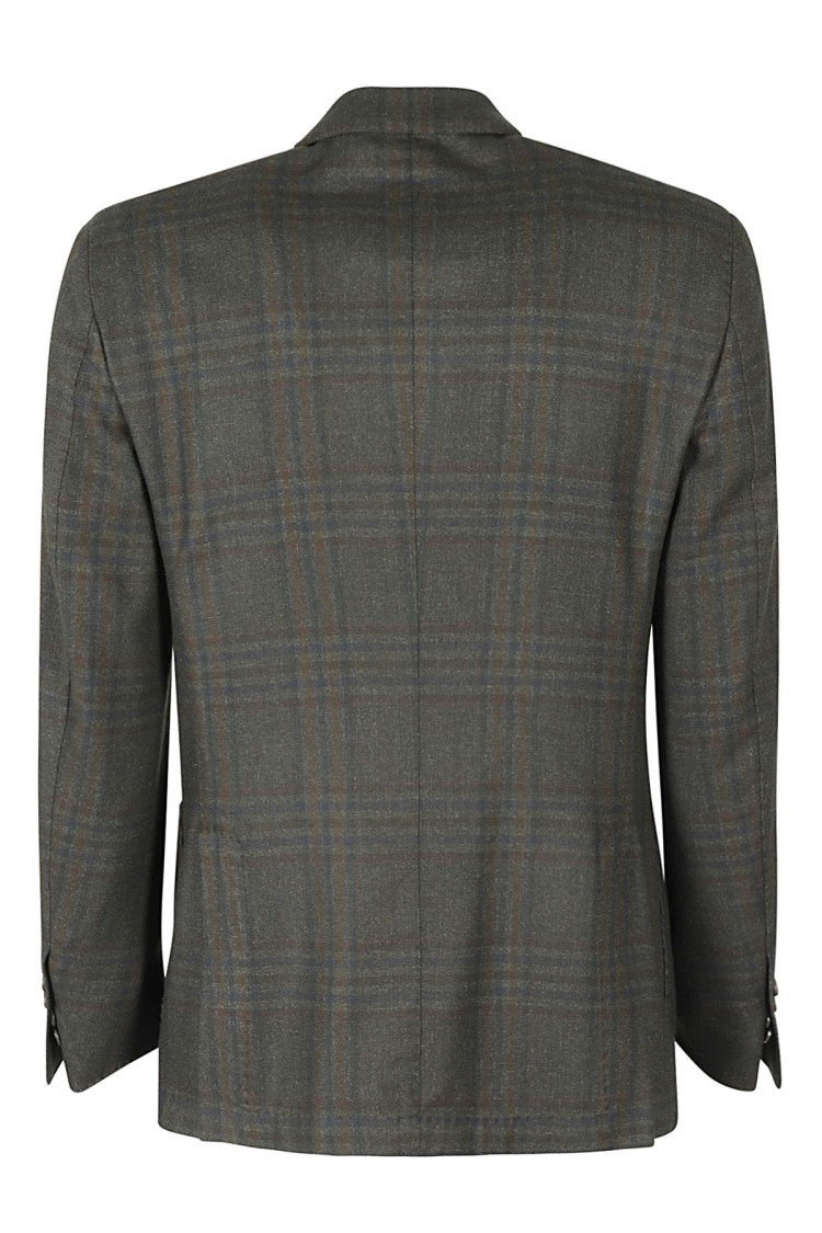 Santaniello Wool Blazer With Three Buttons And Patch Pockets