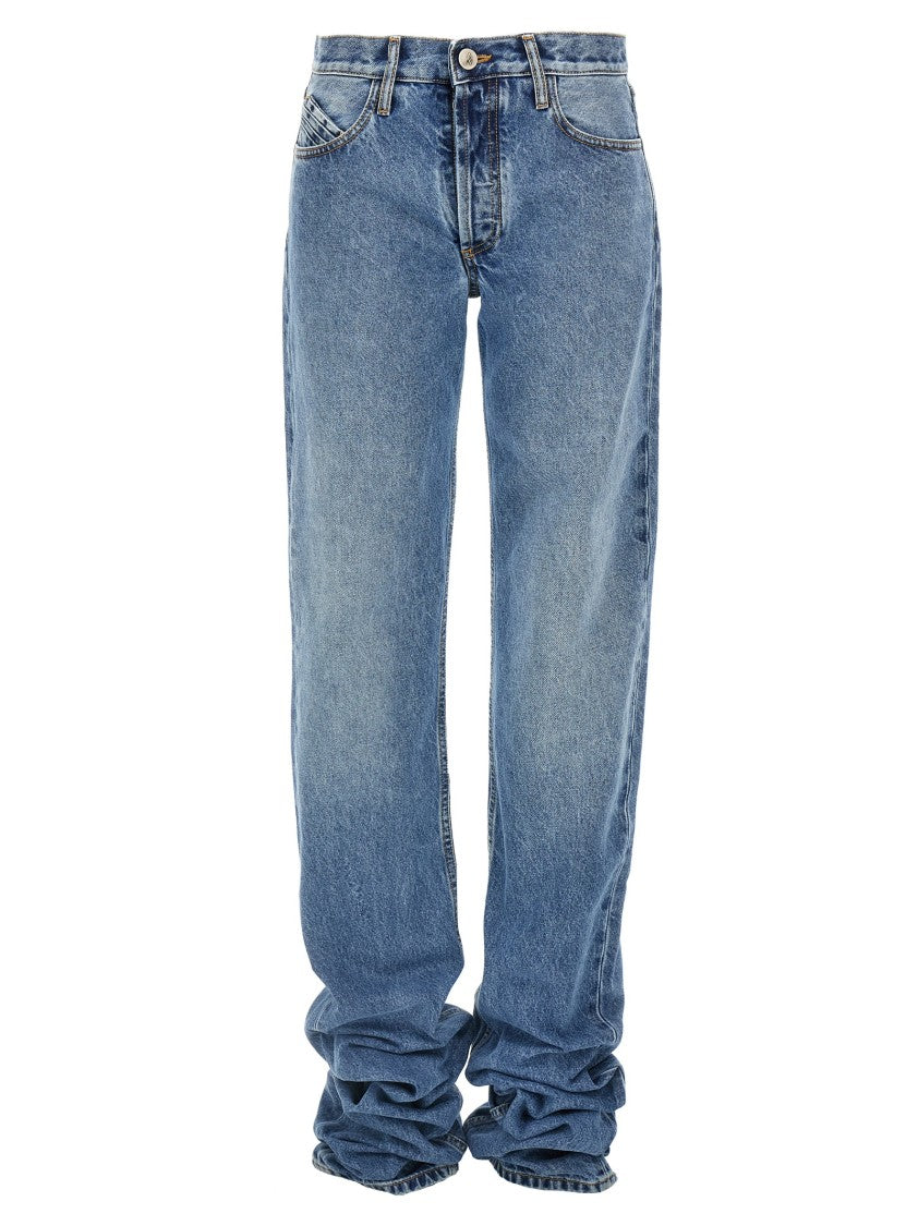The Attico Curled Bottom Straight-Leg Denim Jeans