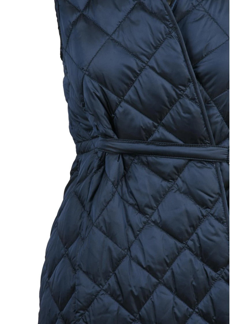 Max Mara Quilted Down Vest With Wrap-Style Front And Belted Waist