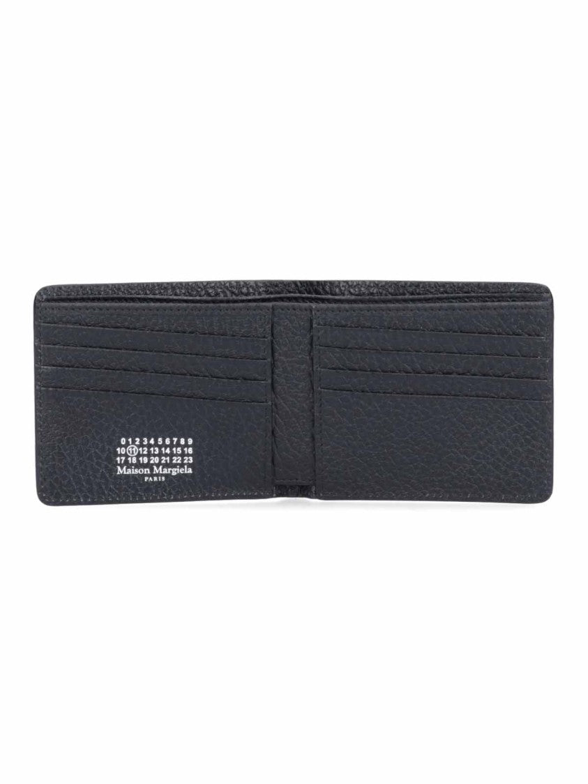 Maison Margiela Bi-Fold Wallet In Hammered Calf Leather With Four Stitches