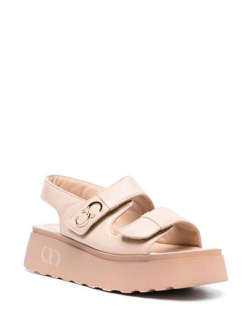 Casadei Adjustable Strap Beige Leather Sandals