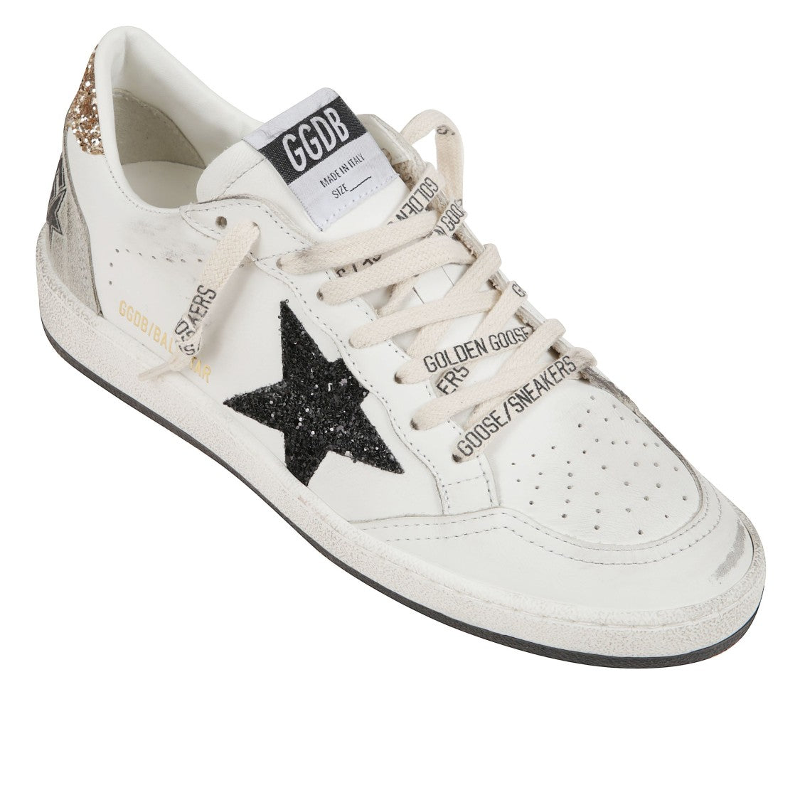 Golden Goose Worn-Effect Leather Sneakers With Glitter Accents