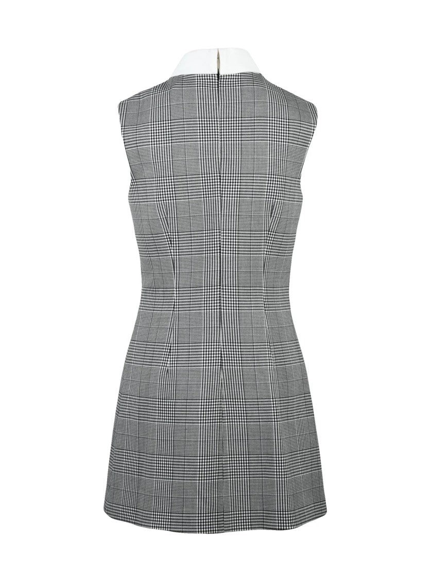 Self-Portrait Pinafore Mini Dress With Checkered Pattern And Gold-Tone Accents