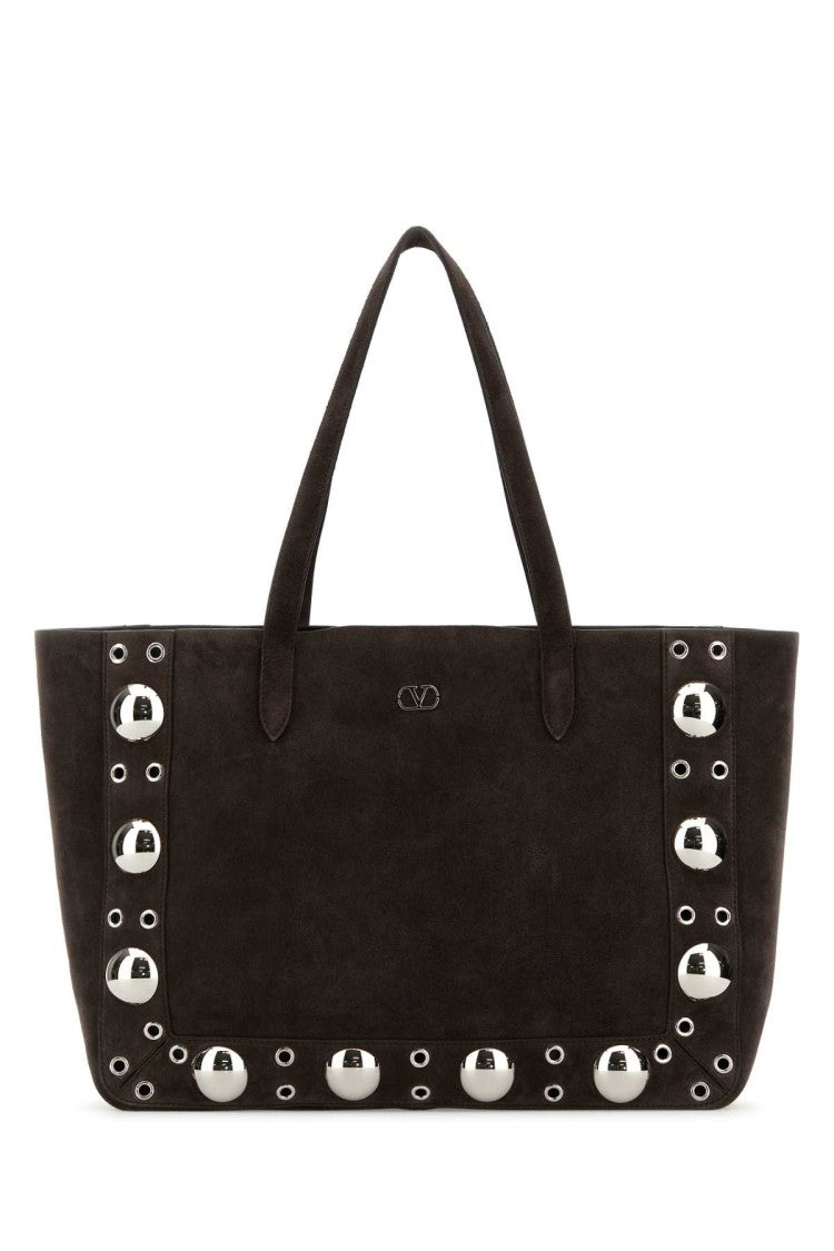 Valentino Garavani Brown Suede Nellcôte Shopping Bag