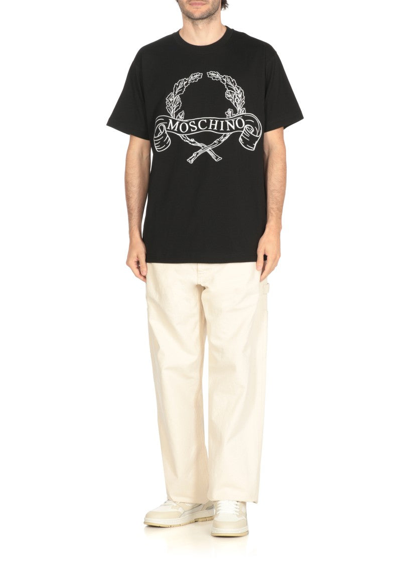 Moschino Contrasting Embroidered Logo Cotton T-Shirt