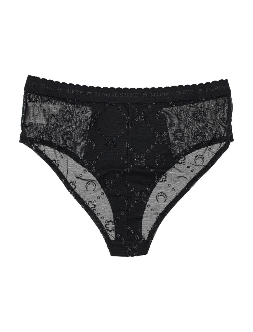 Marine Serre High Elastic Brief Mesh Flock Glitter