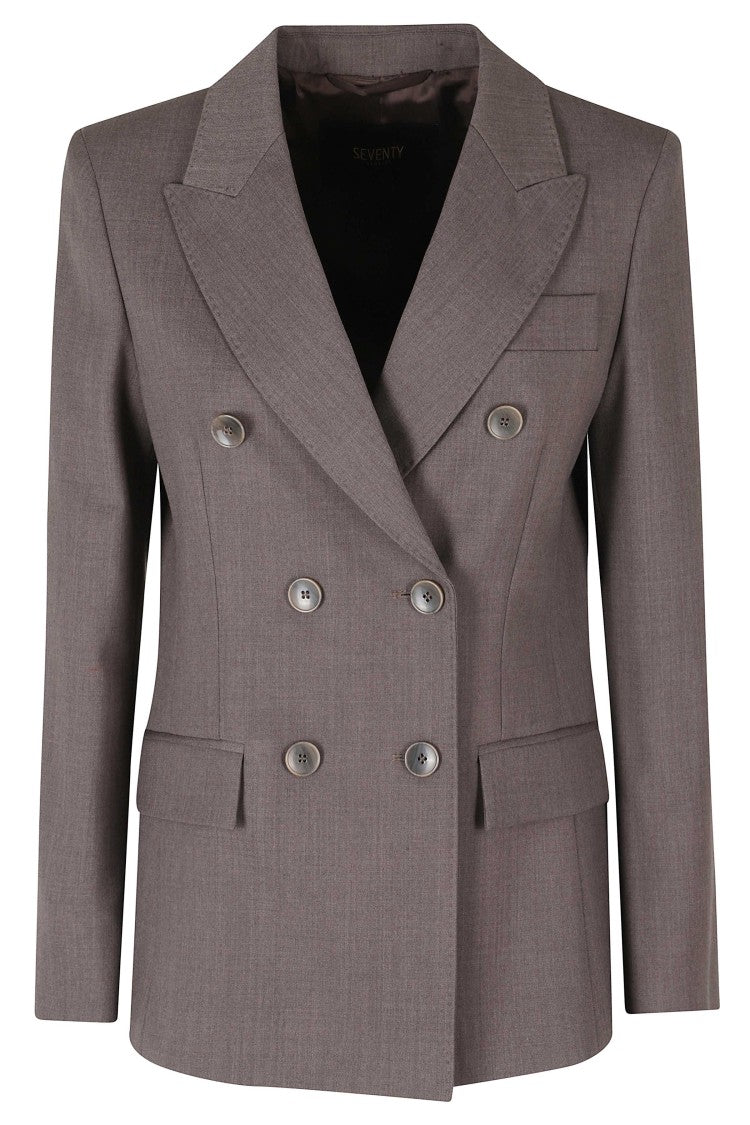 Seventy Earth Double-Breasted Flap Pockets Polyester-Blend Jacket