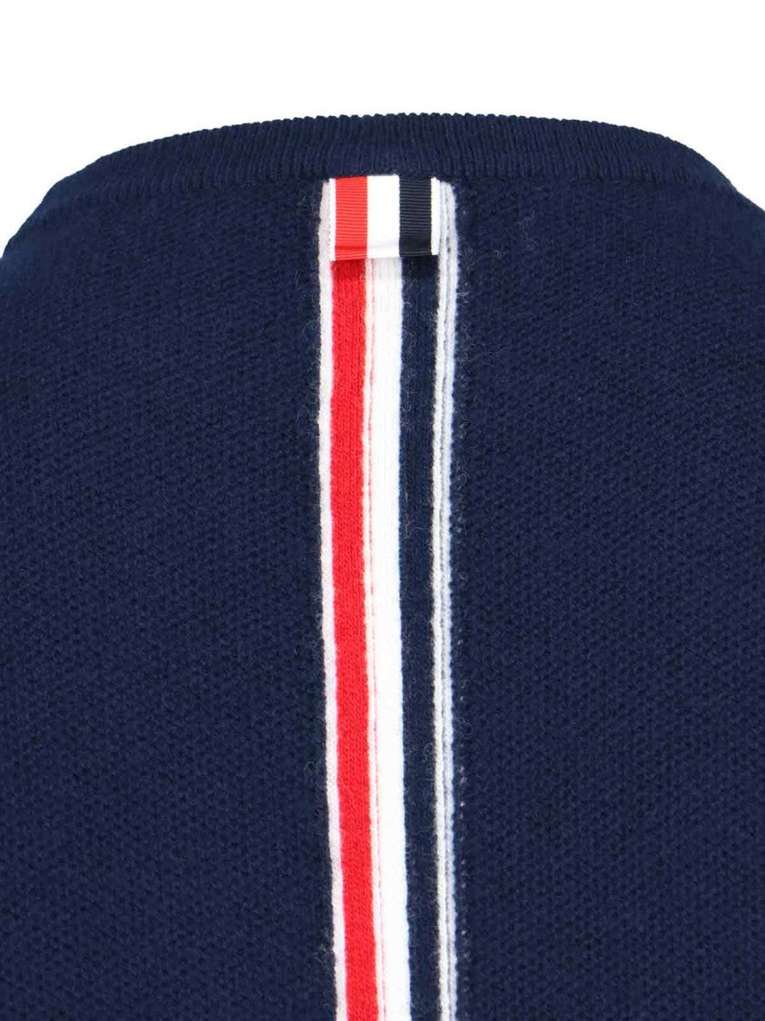 Thom Browne Tricolor Detail Crewneck Sweater – Blue