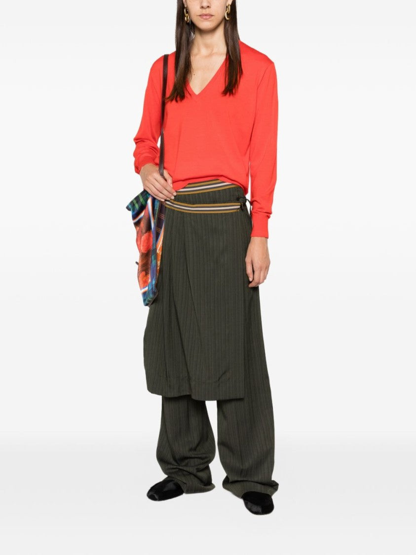 Dries Van Noten Loose Fit Deep V-Neck Knit Sweater