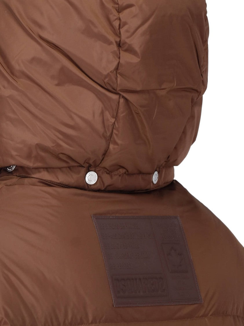 Dsquared2 Brown Technical Fabric Hooded Down Jacket