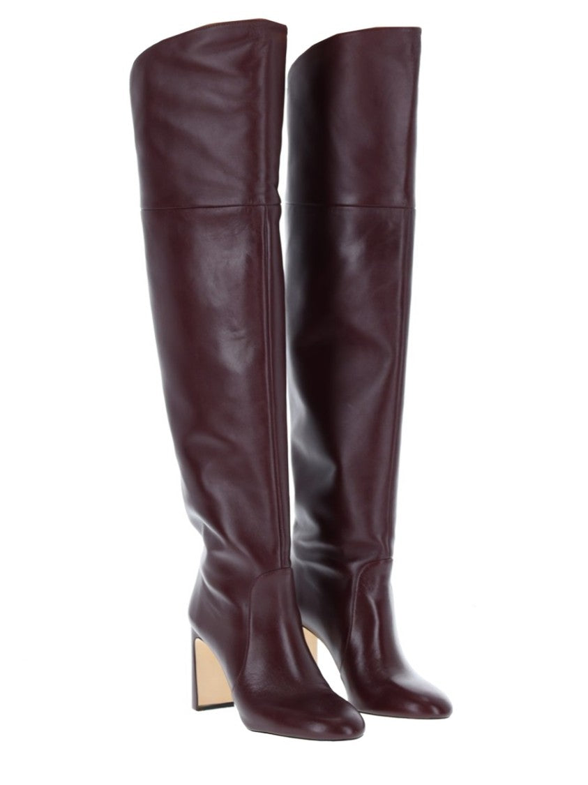 Stuart Weitzman Burgundy Leather Babette Block Boots