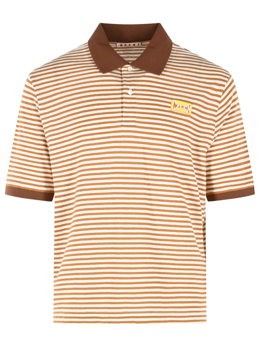 Marni Two-Tone Linen Blend Polo Shirt