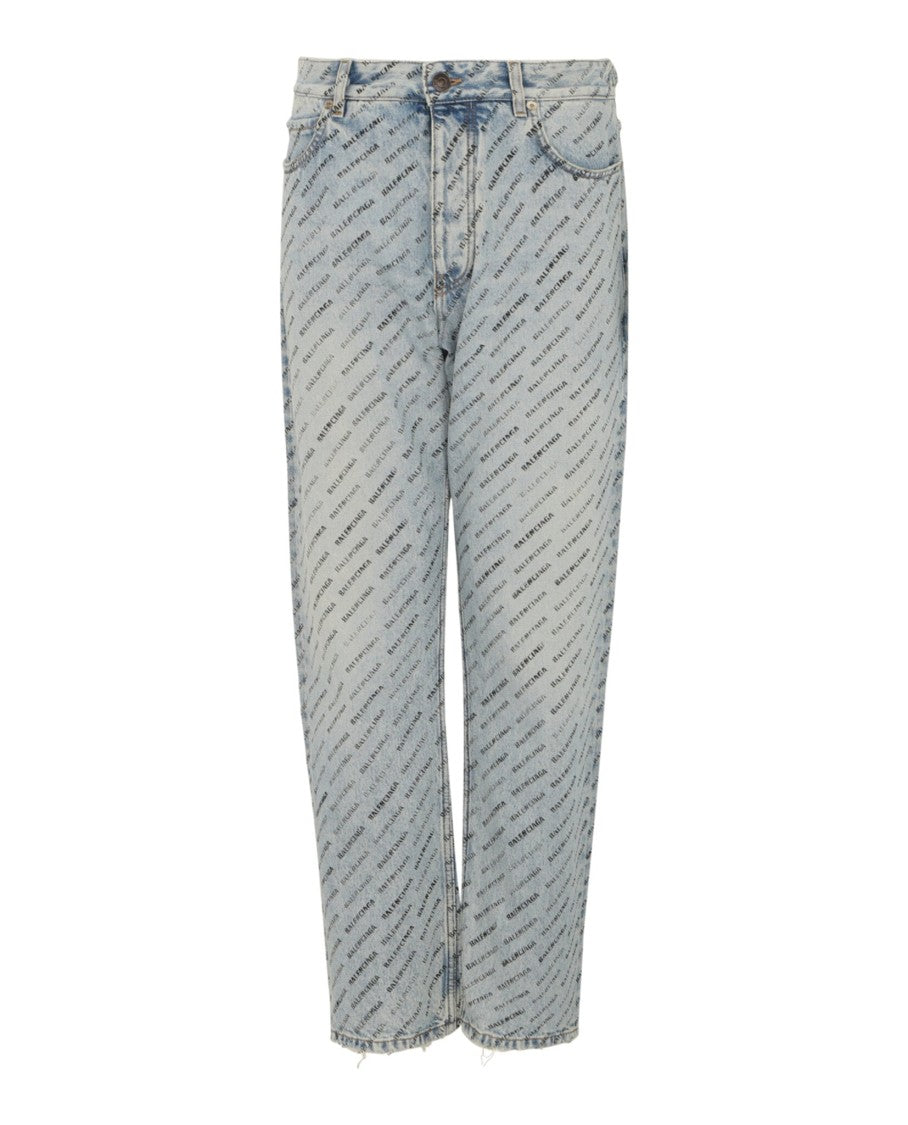 Balenciaga Allover Stencil Print Buckle Loose-Fit Pants